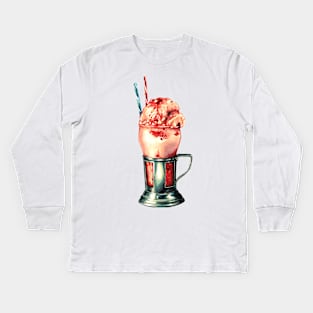 Strawberry Milkshake Kids Long Sleeve T-Shirt